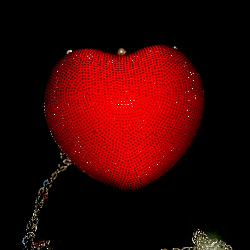 Red Rhinestone Heart shape Evening clutch